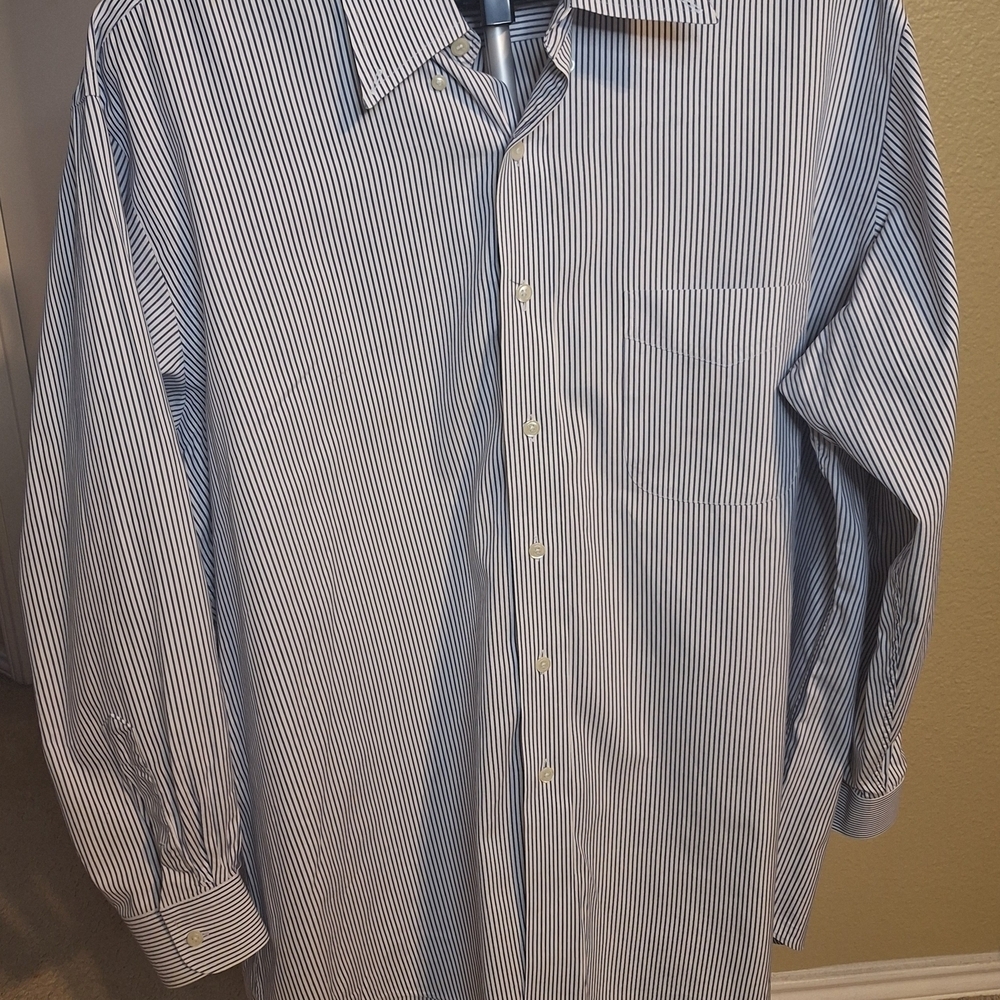 Paul Fredrick Classic Long Sleeve Striped Dress Shirt. S8ze 17.5/36 - Picture 2 of 7